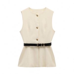 Design <b>Women</b> Spring Fasten the Belt Vest Coat Vintage Sleeveless Female <b>Waistcoat</b> Tops - Product Image 2