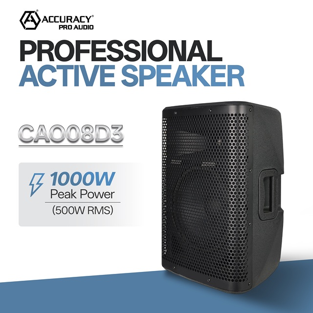 Accuracy Pro Audio CAO08D3 500W 8 Inch Plastic Speaker Bluetooth Powered Speakers Professional Active With DSP Screen