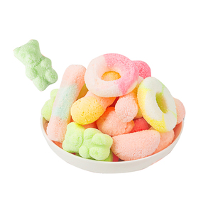 Caterpillar Fruity Freeze Dried Sugar Fruit Sour Sweet Crispy Snacks Gummy Candy Bulk Multi-Colored Rainbow Strip - Product Image 1