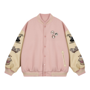Chaqueta de Béisbol Vintage para Hombre, Chaqueta de Piloto Gruesa de Invierno para Parejas, Diseño de Letras 3D, Chaqueta Universitaria Rosa de Alta Gama - Product Image 2