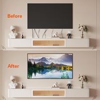 Kit de dissimulation de câbles TV mural avec gestion des câbles, 2 traversées, supports verrouillables, accessoire de perçage pour scie cloche, blanc