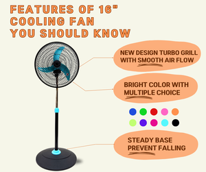 Multifunctional Stand <b>Fan</b> Electric Height Adjustable <b>Pedestal</b> 16 Inch Turbo Grill 3 Plastic Blade 110V - Product Image 6