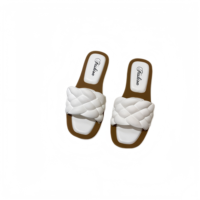 Sandales plates minimalistes d'été à bout ouvert pour femmes, motif écossais, chaussures plates pour femmes