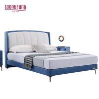 LOONGFUNG Lit en cuir véritable durable avec cadre en pin séché au four, sommier à lattes, tête de lit rembourrée longue durée, tailles King et Queen