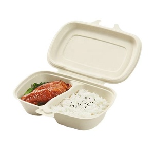 Butterfly Locking Take-Away Biodegradable Pizza Hamburguesa Bento Vajilla desechable Caña de azúcar Bagazo Plato Fiambrera - Product Image 2