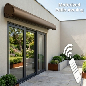 Toldo eléctrico para exteriores, toldo <span class=keywords><strong>de</strong></span> casete motorizado, toldo retráctil para patio <span class=keywords><strong>con</strong></span> <span class=keywords><strong>sensor</strong></span> <span class=keywords><strong>de</strong></span> <span class=keywords><strong>viento</strong></span> - Product Image 1