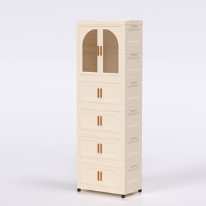 65cm rộng có thể gập lại phòng ngủ tủ quần áo công suất lớn lưu trữ tủ phòng ngủ đôi cửa gấp tủ nhựa ngăn kéo tổ chức - Product Image 4