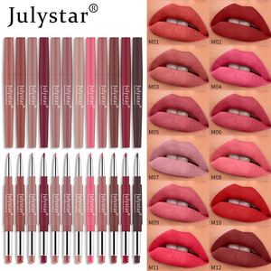 Lápiz Labial <span class=keywords><strong>Mate</strong></span> July Star de 12 Colores, 2 en 1, Delineador de Labios Impermeable, Lápices Labiales Hidratantes de Larga Duración, Maquillaje Profesional - Product Image 2