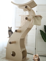 Arbre à chat de luxe moderne OEM, 160 cm, haute qualité, grand modèle, vente chaude, écologique, durable, jouets interactifs pour animaux de compagnie, bois et sisal