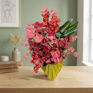 Artificial <b>Flower</b> Plastic Handmade Tropical Crimson Fan Exotic Cascade - Product Image 3