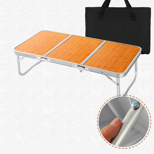 LIHENG <span class=keywords><strong>Table</strong></span> de pique-nique portable en aluminium Design moderne <span class=keywords><strong>Table</strong></span> <span class=keywords><strong>pliante</strong></span> en <span class=keywords><strong>bambou</strong></span> pour <span class=keywords><strong>camping</strong></span>, barbecue et repas simple. - Product Image 6