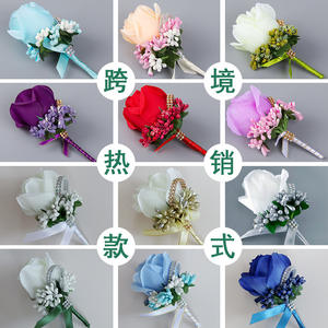 Corpetto di fiori da polso da sposa per uomo donna fiore rosa matrimonio braccialetto da damigella d'onore festa ballo di ballo artificiale da polso fiori corsetti - Product Image 6