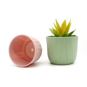 Yicai Modern Home Decor vaso da fiori modello in pietra cerchio artificiale piccola fioriera in plastica succulenta - Product Image 5