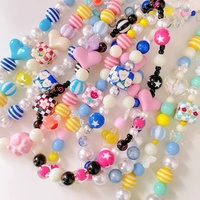 Perles carrées en acrylique multicolores de 14 mm, motif écossais vintage, pour la fabrication de bracelets, porte-clés et accessoires de téléphone DIY