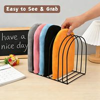 Lot de 2 organiseurs de bonnets, support métallique pour bonnets, présentoir pour bonnets tricotés, support de rangement pour casquettes d'hiver, pour table, placard