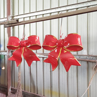 Sculpture géante de nœud de Noël rouge en fibre de verre de 50 cm, pour extérieur, usage commercial, luxe, étanche, anti-UV, pour vitrine de centre commercial