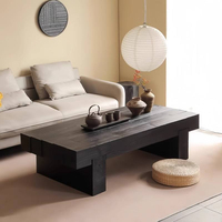 Table basse moderne minimaliste en chêne massif, portable, noir mat, profil bas, style nordique, meubles de salon