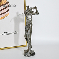 Rétro Figure Statue Décoration De Bureau Résine Décor À La Maison Artisanat Argent Noir Sport Golfeur De Table Sculpture Décorative