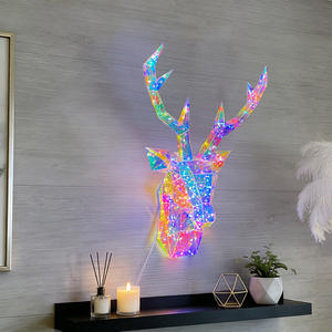 Cabeza de Reno Navideña Prismática Iridiscente, Reno Holográfico con Luces LED, Decoraciones Prismáticas Brillantes y Coloridas para Fiestas - Product Image 4