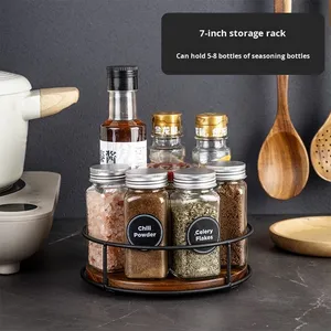 Étagère à épices rotative en bois ronde de 6 à 12 pouces pour le comptoir de cuisine, organisateur de <span class=keywords><strong>plateau</strong></span> <span class=keywords><strong>tournant</strong></span> pour armoire, table à manger, <span class=keywords><strong>placard</strong></span> - Product Image 5