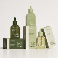 Flacon compte-gouttes ovale plat vert mat personnalisé de 1 oz, emballage de luxe pour sérum avec pipette