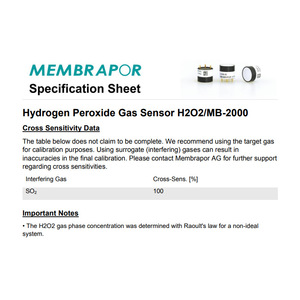 Membrapor Hydrogen Peroxide Gas Sensor H2O2MB-2000 Electrochemical 0-2000 Ppm <b>Miniature</b> Housing - Product Image 3