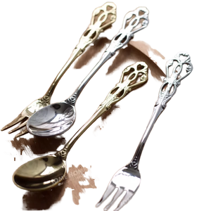 Juego de Cubiertos de Acero Inoxidable Vintage de Alta Calidad, Cuchara y Tenedor, Estilo Real para Hotel, Boda, Dorado, Lujoso, Moderno, Apto para Lavavajillas, para Fiestas - Product Image 1