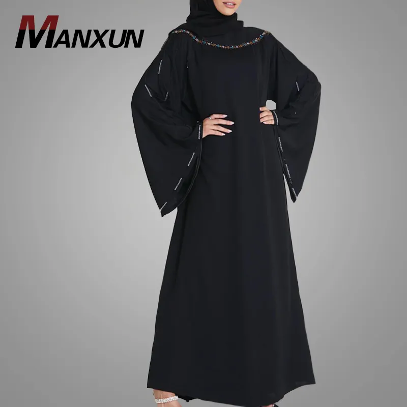 Loose Muslim Kaftan Dress High Quality Beaded Batwing Sleeve Islamic Clothing Maxi Dress Hotsale Middle East Arab Abaya