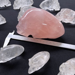 Özelleştirilmiş yarı değerli taş el sanatları el oyma doğal kuvars kristal Alien kafatasları temizle kuvars uzun kafa kafatasları - Product Image 5