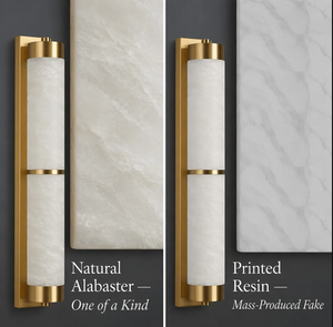 Applique murale en albâtre naturel de qualité supérieure, base et quincaillerie en laiton massif, applique verticale minimaliste pour couloir d'hôtel de luxe - Product Image 3