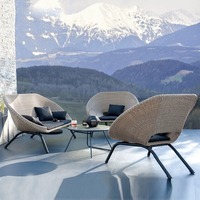 Table et chaises en rotin PE pour loisirs de plein air, meubles de patio en osier résistant aux intempéries pour jardin, balcon, café