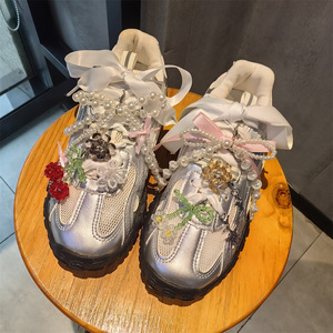 Sepatu Gemstone liontin modis gesper bunga, sepatu balet Premium hati gadis, aksesori bunga sepatu Dekorasi - Product Image 2