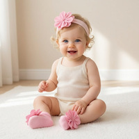Set Dua Potong Kaos Kaki dan Bando Bunga untuk Bayi Musim Semi Musim Panas Tipis 0-3 Tahun