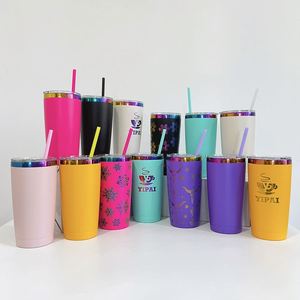 Lot de 4 tasses à café en acier inoxydable à double paroi de 20 oz avec logo personnalisé, finition holographique arc-en-ciel, pour gravure laser tournesol - Product Image 2