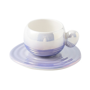 Taza creativa de cerámica para la oficina en casa, juego simple de taza y platillo para té de la tarde. - Product Image 1