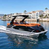 Nouveau bateau ponton en aluminium de 22 pieds, 12 personnes, moteur hors-bord, pêche, échelle de bain, arche sportive, console, certifié CE, personnalisable