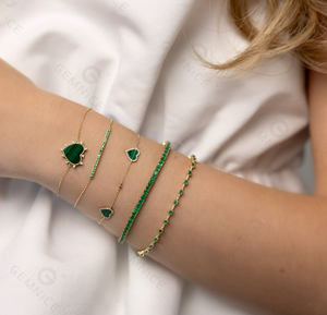 Gemnel-pulsera de plata de ley 925, corazón de oro de 18k, madre de perla, cz, última moda - Product Image 2