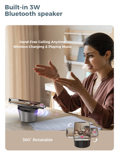 Factory Direct Black 2-in-1 Magnetic Cell Phone Holder Wireless Charger <b>Bluetooth</b> <b>Speaker</b> Smart Portable USB Qi Certified Office - Product Image 2