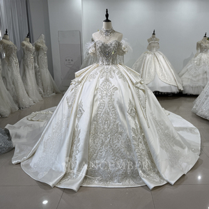 Jancember XS194 Royal Ivory Halter Tassel Satén con cuentas Vestidos de novia Vestidos - Product Image 1