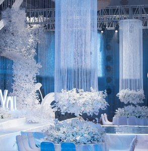 Renkli 1M 2M 3M Polyester gümüş dize perde düğün tavan dekorasyonu asılı <span class=keywords><strong>Glitter</strong></span> püsküller - Product Image 2
