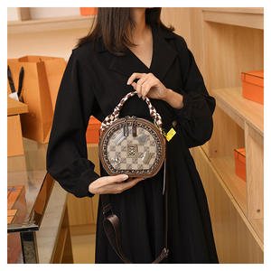 Nuevo bolso redondo de cuero de lujo a la moda, bolso de hombro para mujer, bolso cruzado impermeable con bolsillos con cremallera - Product Image 2