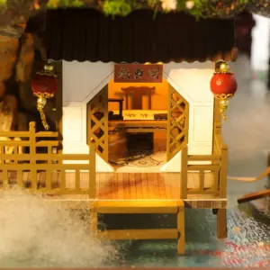 Hongda 2023 New Design PC2203 3D Puzzle Diy Wooden Miniature Dollhouse Furniture Mini Doll House Kit For Girls
