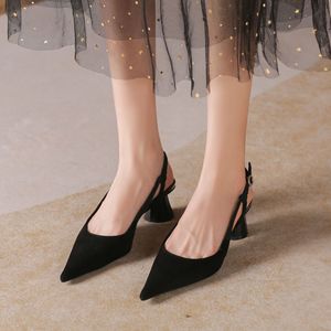 Escarpins slingback à bout pointu, talon carré 3-5 cm, couleur unie, doublure en microfibre, tendance mode, pour le bureau - Product Image 3