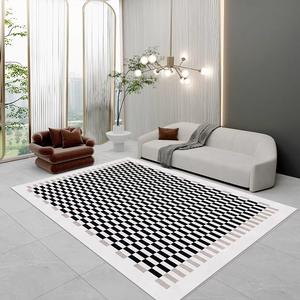 Alfombra Moderna con Diseño de Tablero de Ajedrez, Rectangular, Antideslizante, para Sala de Estar o Dormitorio, Lavable a Máquina, con Patrón Geométrico - Product Image 4