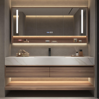 Meuble de salle de bain sur pied de haute qualité de 60 pouces avec lavabo et miroir intelligent, 9 tiroirs