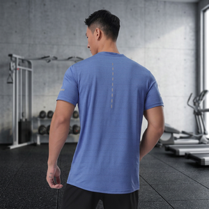 Camiseta Deportiva de Secado Rápido para Hombre, Transpirable, Ajustada, de Poliéster y Elastano, con Estampado Reflectante, para Gimnasio y Entrenamiento - Product Image 4