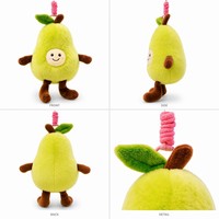 Porte-clés personnalisable en peluche super douce en forme de poire de dessin animé, vente en gros