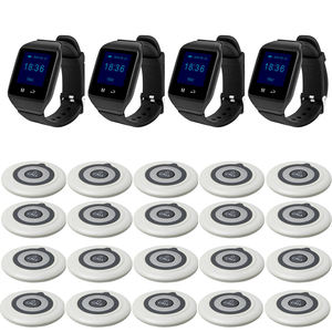 Système d'appel sans fil pour serveurs - 20 boutons de table + 4 pagers montres pour restaurant/hôtel/bar - Product Image 1
