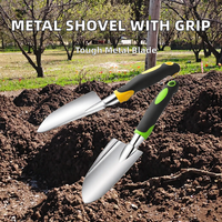 Lame de pelle en forme de spade avec manche en métal, truelle de jardin avec lame en forme de spade, manche en métal et poignée antidérapante