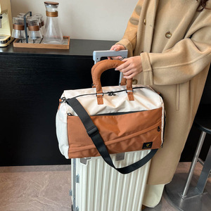 New Color Block Travel <b>Duffel</b> <b>Bag</b> Soft Cotton Handbag Casual Shoulder Gym <b>Bag</b> Multifunctional Storage <b>Bag</b> for Business Hiking - Product Image 6